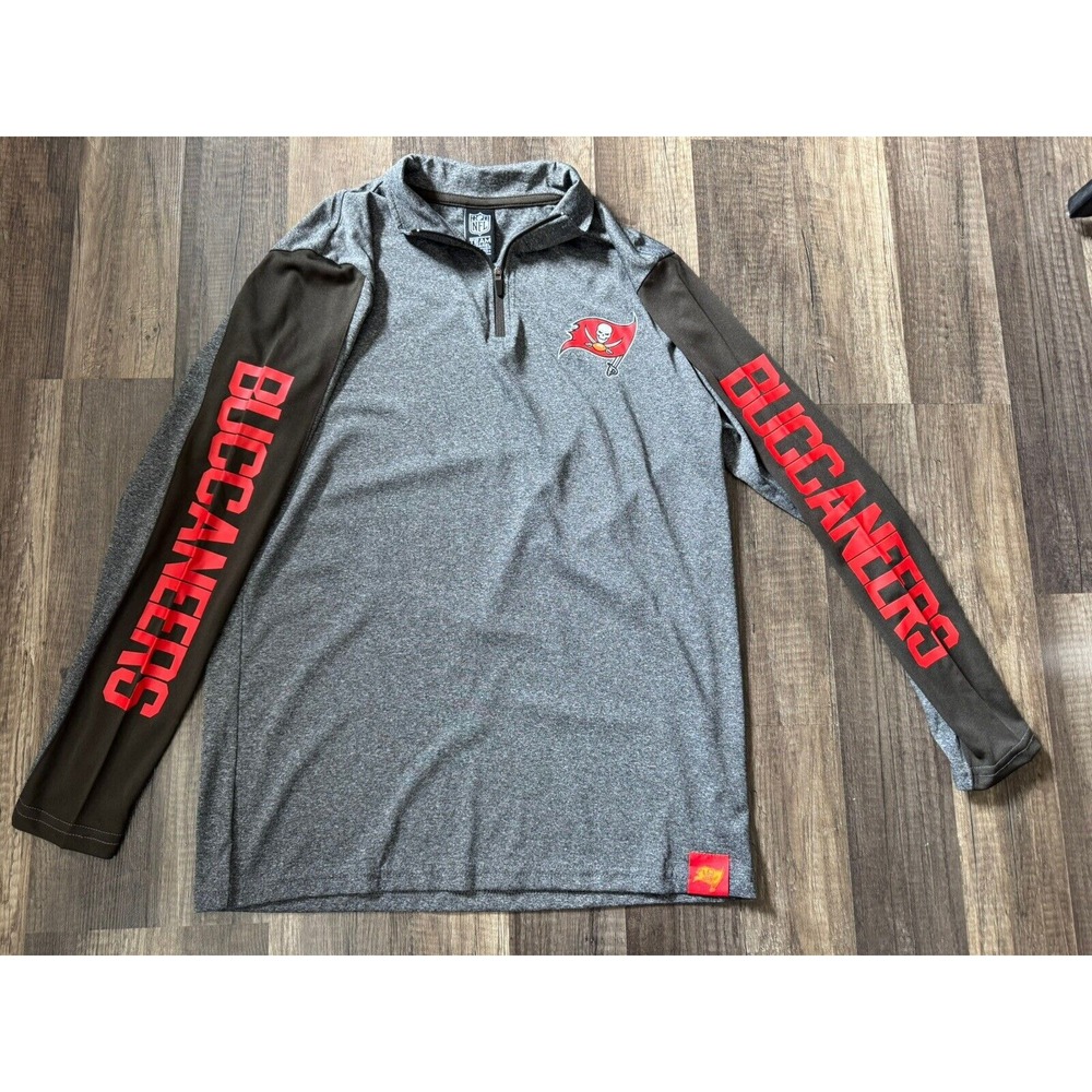 NFL TEAM 1/4 Zip Tampa Bay Buccaneers Long Sleeve Shirt Boys Size 18-20 Brown